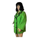 American Vintage 1960s Joseph Heim Agnes Whitmore Green Boucle Mod Wool Coat black trim Medium Photo 14