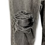 American Eagle  | Size 00 XXS | Mom Jeans High Rise Distressed Ripped Faded Black Photo 5