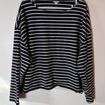 J.Crew  Black White Striped Long Sleeve Boat Neck Top Size 3X Photo 0