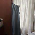 Show Me Your Mumu Shannon One Shoulder Dress Maxi Silver Sage Luxe Satin NWT L Photo 2