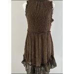 Love Sam ‎ Georgette Beaded Ruffle Dress Stem Green Sleeveless Mini Small Photo 7