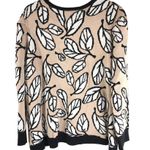 Anne Klein Womens Sweater Graphic Leaf Print Cotton Blend Beige 1X Photo 3