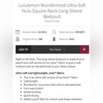 Lululemon NWT Wundermost Ultra Soft Nulu Square Neckline Long Sleeve Bodysuit XL Photo 6