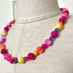 Pink, orange, yellow and purple colorful beaded necklace Photo 5