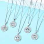 Silver Initial Crystal Pendant Necklace A Photo 1
