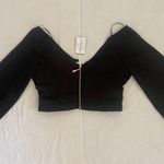 Windsor NWT Sheer Cropped Crossover V-Neck Long Sleeve Top Photo 4