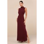 Lulus NWT  Classic Elegance Plum Chiffon Sleeveless Mock Neck Maxi Dress Size XS Photo 1
