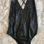 San Joy Black Leather Bodysuit Photo 0