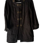 Etcetera  Women's Black Linen Blend Jacket Eyelet‎ Detail Size 2 Medium Lagen Photo 0
