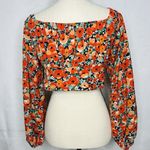 SheIn  Frenchy Allover Floral Print Off Shoulder Crop Blouse Long-Sleeve Sz M Photo 7