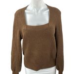 Madewell Melwood Women's Brown Square Neck Long Sleeve Knit Sweater Top Size M Photo 0