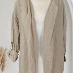 Active USA Early 2000's Open Front Cream Nude Linen Blazer Jacket S Photo 0