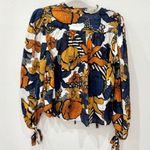 Warm Mystic Floral Printed Long Sleeve Blouse Top Marigold Women's Size Small Yellow Photo 3