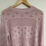 ASTR NWOT THE LABEL Sweater Belle Pointelle Pink Lavender Perforated Floral Med Photo 7