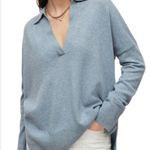 Pullover Collared Long Sleeve Sweater Cashmere Blue Size L Photo 0