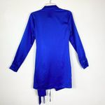 Forever 21 Royal Blue Satin Long Sleeve Wrap Dress Photo 4