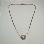 Swavorski Swarovski Crystal Signed Pave Heart Gold Tone Clear Necklace 16 3/4 Inch Photo 1