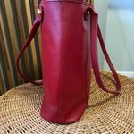 Longchamp  VTG Red Leather Double Strap Shoulder Tote Shopper Bag - READ Photo 9