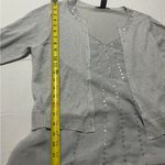 August Silk  Shimmering Silver Knit Top Photo 3