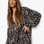 Boohoo Leopard Print Plisse Relaxed Fit Shirt Photo 0