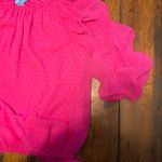 Cece  Pink textured blouse with 3/4 sleeves and a tie waist Photo 7