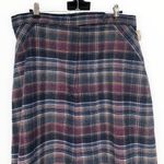 70’s Vintage Wool Blend Blue Purple Plaid Midi Skirt Deadstock Waist size 32 Size L Photo 3