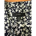 J.Crew  XS Navy Floral Blouse Viscose Short Sleeve Light Airy Top Blouse Photo 2