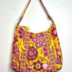 Vera Bradley  Lisa B Bali Slim Hobo Bag Purse Yellow Gold Pink Floral Photo 0