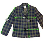 White Stag Vintage Wool Tartan Plaid Blazer Jacket Olive Green Blue Size 12 Academia Preppy Photo 3