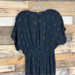 Madewell  Wrap Front Smock Waist Jumpsuit in Dot Jacquard Size Small Black Photo 8