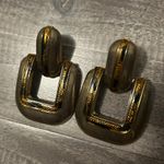 Vintage Door Knocker Earrings Square Gold Tone Photo 0