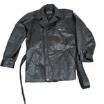 Vintage Wilson's Women's Mid Length Leather Waist Tie‎ Jacket Size L Moto Black Size L Photo 0