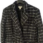 ON 34th Black White Tweed Double Breasted Blazer Jacket Women Size 6 Classic Photo 2