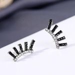 Pop Eyelash Small Stud Earrings Rhinestone New Black Photo 0