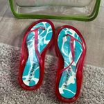 Kate Spade  PINK TURQUOISE UNDERWATER PATTERN SUMMER JELLY BEACH THONG 7-8 w/ Bag Photo 0