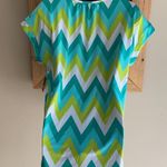Tacera NWT Chevron teal white lime green blouse S Photo 1