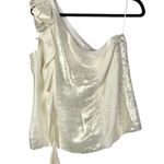 Trina Turk  Off White Metallic One Shoulder Ruffle Blouse M Photo 0