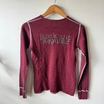 Rock & Republic Top Women S Red Raw Stitch Y2K Grunge Punk 90s Long Sleeve Photo 4