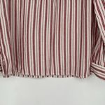 Loft Boho Stripe Ruffle Tie Neck Top Cream Red Split Neck Long Sleeve Size S Photo 8