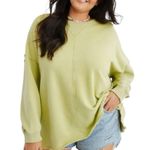 Aerie Lime Green Down To Earth Oversized Crewneck Fleece Sweatshirt size Large Photo 0