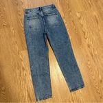 SheIn  Tapered Leg Denim Jeans Women's Medium Blue Whisker High Rise Distressed Photo 8
