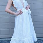 Majorelle  by Revolve Plunge Neck Flutter Sleeve White Eyelet Maxi Wrap Dress S Photo 4