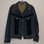 Denim Studded Jean Jacket Black Lace Gordon James festival Coastal Denim Jacket Blue Size L Photo 3