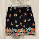 Cute Y2K black pull on beach theme sandal elastic waist mini skirt drawstring Size XL Photo 3