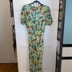 Anthropologie Fall Floral Puff Sleeve slip Maxi Dress chiffon layer boho romance Photo 8