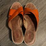 Born Leather Wedge Sandals Size 8 Medium Orange Photo 6