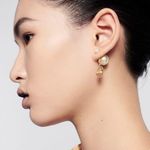 Christian Dior DIOR TRIBALES EARRINGS Gold-Finish Metal with White Resin Pearls Lacquer Photo 3