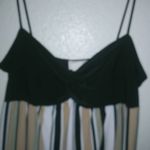 MKM Designs MKM L Black Brown Striped Floral Strap Mini Dress Photo 1