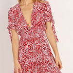 Rue Stiic Laguna Mini Dress Red Hearts Size Small Tie Sleeves Photo 0