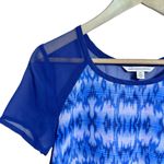 American Eagle  Outfitters Sz S Blue Sheer Top Short Sleeve Shirt Open Back Photo 3